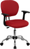 Mid-Back Red Mesh Task Chair with Arms and Chrome Base , #FF-0124-14