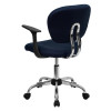 Mid-Back Navy Mesh Task Chair with Arms and Chrome Base , #FF-0128-14