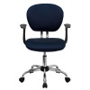 Mid-Back Navy Mesh Task Chair with Arms and Chrome Base , #FF-0128-14