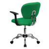 Mid-Back Bright Green Mesh Task Chair with Arms and Chrome Base , #FF-0132-14