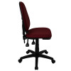 Mid-Back Burgundy Fabric Multi-Functional Task Chair with Adjustable Lumbar Support , #FF-0346-14