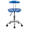 Vibrant Bright Blue and Chrome Computer Task Chair with Tractor Seat , #FF-0401-14