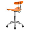 Vibrant Orange and Chrome Computer Task Chair with Tractor Seat , #FF-0427-14