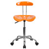 Vibrant Orange and Chrome Computer Task Chair with Tractor Seat , #FF-0427-14