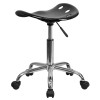 Vibrant Black Tractor Seat and Chrome Stool , #FF-0486-14