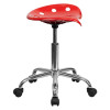 Vibrant Red Tractor Seat and Chrome Stool , #FF-0494-14