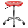 Vibrant Red Tractor Seat and Chrome Stool , #FF-0494-14