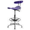 Vibrant Violet and Chrome Drafting Stool with Tractor Seat , #FF-0545-14