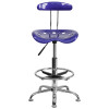 Vibrant Deep Blue and Chrome Drafting Stool with Tractor Seat , #FF-0549-14