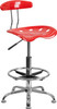 Vibrant Cherry Tomato and Chrome Drafting Stool with Tractor Seat , #FF-0563-14