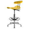 Vibrant Orange-Yellow and Chrome Drafting Stool with Tractor Seat , #FF-0569-14