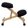 Mobile Wooden Ergonomic Kneeling Chair in Black Fabric , #FF-0434-14