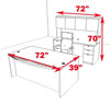5pc Fan Front Modern Contemporary Executive Office Desk Set, #CH-JAD-D3
