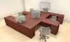 Four Persons Modern Executive Office Workstation Desk Set, #CH-AMB-F6