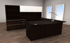 7pc U Shaped Glass Door Modern Executive Office Desk Set, #CH-VER-U22