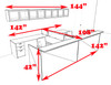 12pc 12' Feet U Shaped Glass Counter Reception Desk Set, #CH-AMB-R23