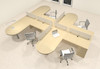 Four Person L Shaped Modern Divider Office Workstation Desk Set, #CH-AMB-SP25