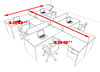 Four Person L Shaped Divider Office Workstation Desk Set, #OT-SUL-SP58