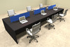 Six Person Modern Blue Divider Office Workstation Desk Set, #OT-SUL-FPB12