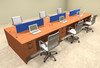 Six Person Modern Blue Divider Office Workstation Desk Set, #OT-SUL-FPB21