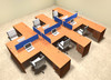 Six Person Blue Divider Office Workstation Desk Set, #OT-SUL-FPB45