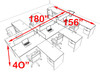 Six Person Blue Divider Office Workstation Desk Set, #OT-SUL-FPB46