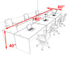 Six Person Orange Divider Office Workstation Desk Set, #OT-SUL-FPO10
