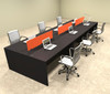 Six Person Orange Divider Office Workstation Desk Set, #OT-SUL-FPO12