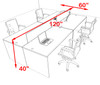 Four Person Orange Divider Office Workstation Desk Set, #OT-SUL-FPO7