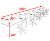 Five Person Orange Divider Office Workstation Desk Set, #OT-SUL-SPO16