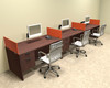 Three Person Orange Divider Office Workstation Desk Set, #OT-SUL-SPO26