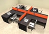 Four Person Orange Divider Office Workstation Desk Set, #OT-SUL-SPO48