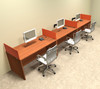 Three Person Orange Divider Office Workstation Desk Set, #OT-SUL-SPO5