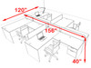 Four Person Orange Divider Office Workstation Desk Set, #OT-SUL-SPO60