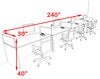 Four Person Orange Divider Office Workstation Desk Set, #OT-SUL-SPO9