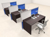 Three Person Workstation w/Acrylic Aluminum Privacy Panel, #OT-SUL-HPB35