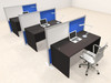 Three Person Workstation w/Acrylic Aluminum Privacy Panel, #OT-SUL-HPB36