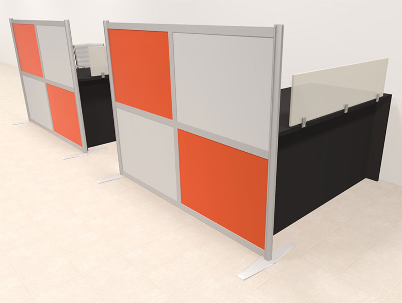 Two Person Workstation w/Acrylic Aluminum Privacy Panel, #OT-SUL-HPO80