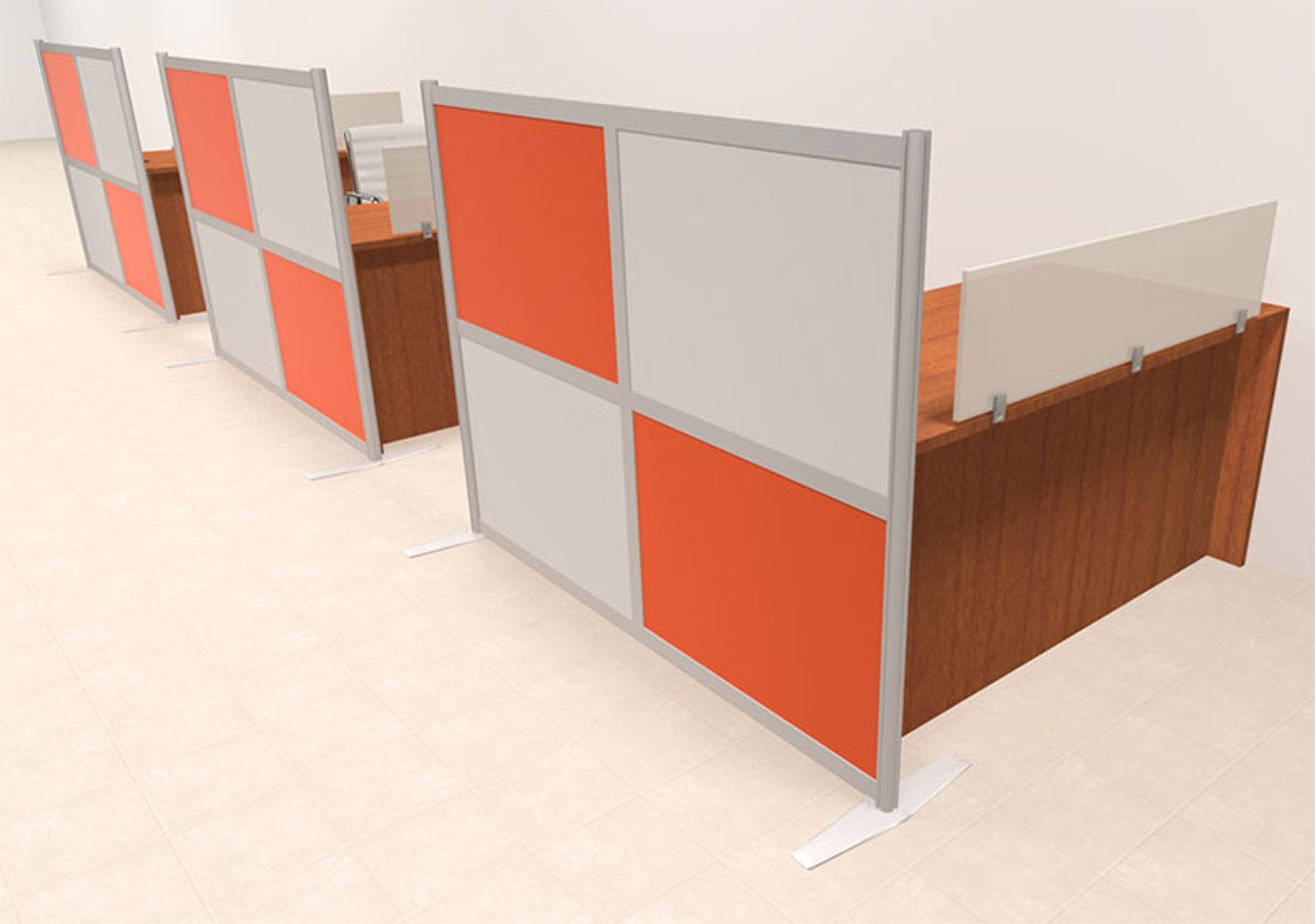 Three Person Workstation w/Acrylic Aluminum Privacy Panel, #OT-SUL-HPO81