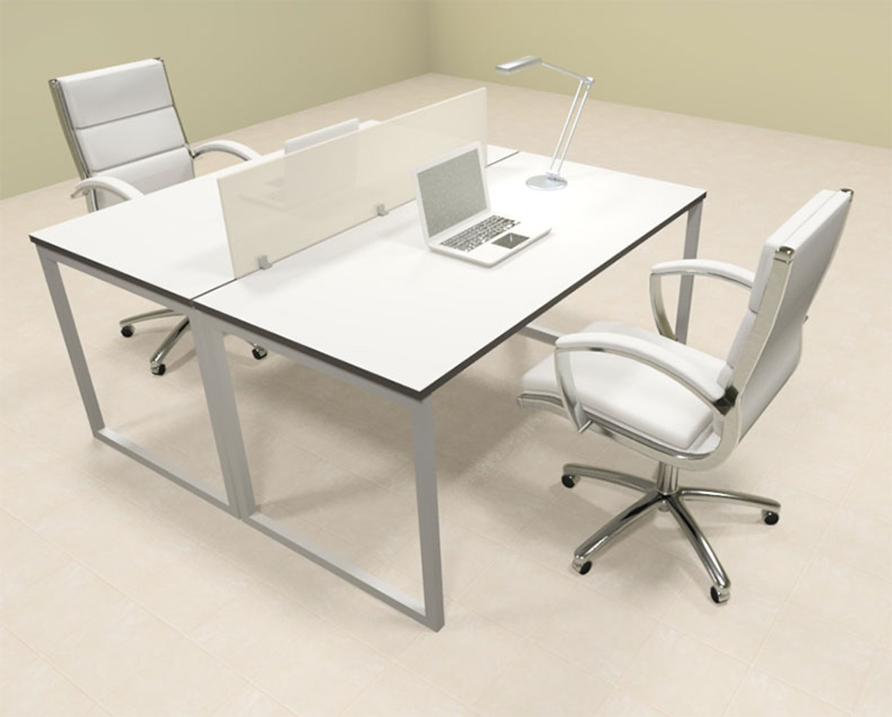 Two Person Modern Acrylic Divider Office Workstation, #AL-OPN-FP1