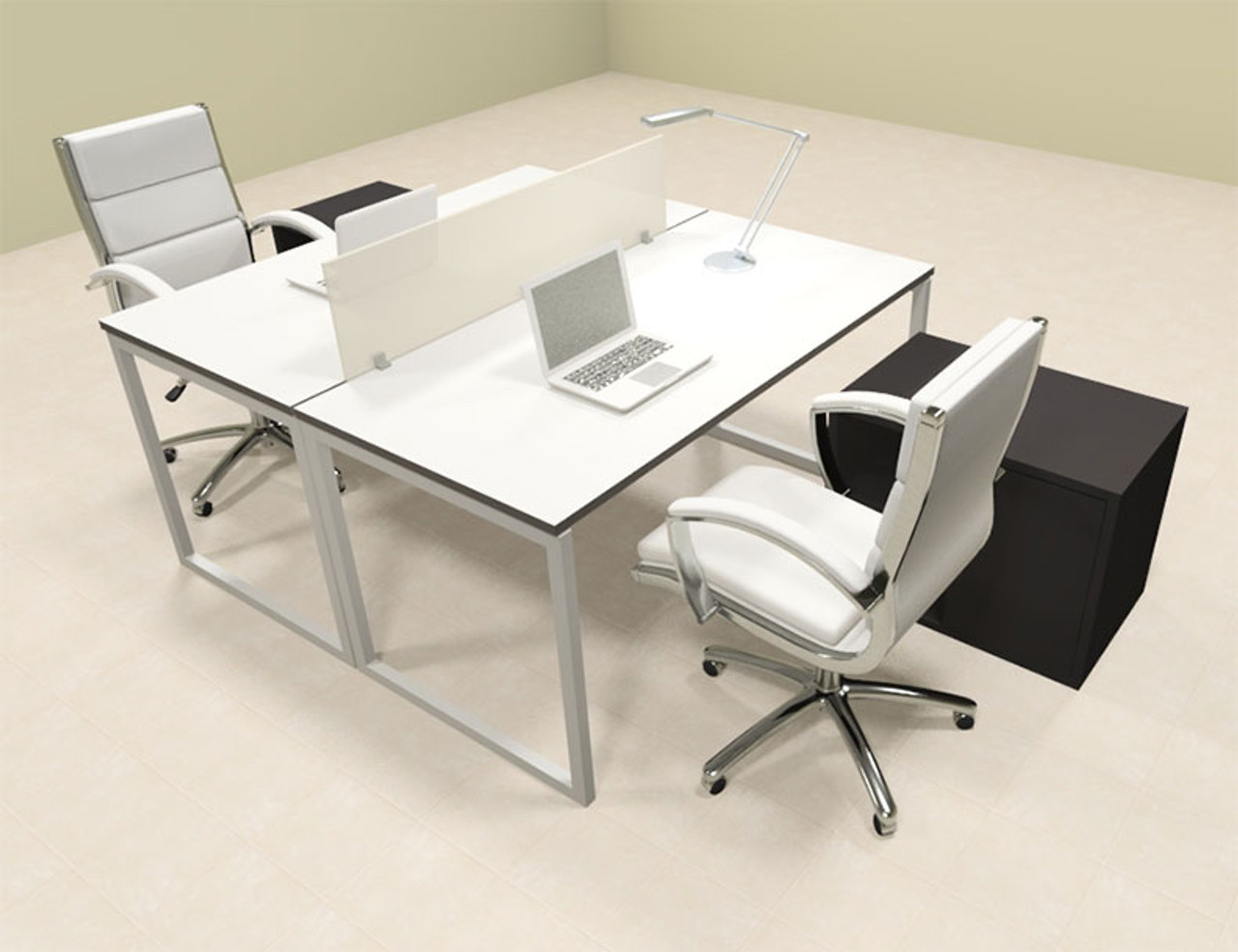 Two Person Modern Acrylic Divider Office Workstation, #AL-OPN-FP37