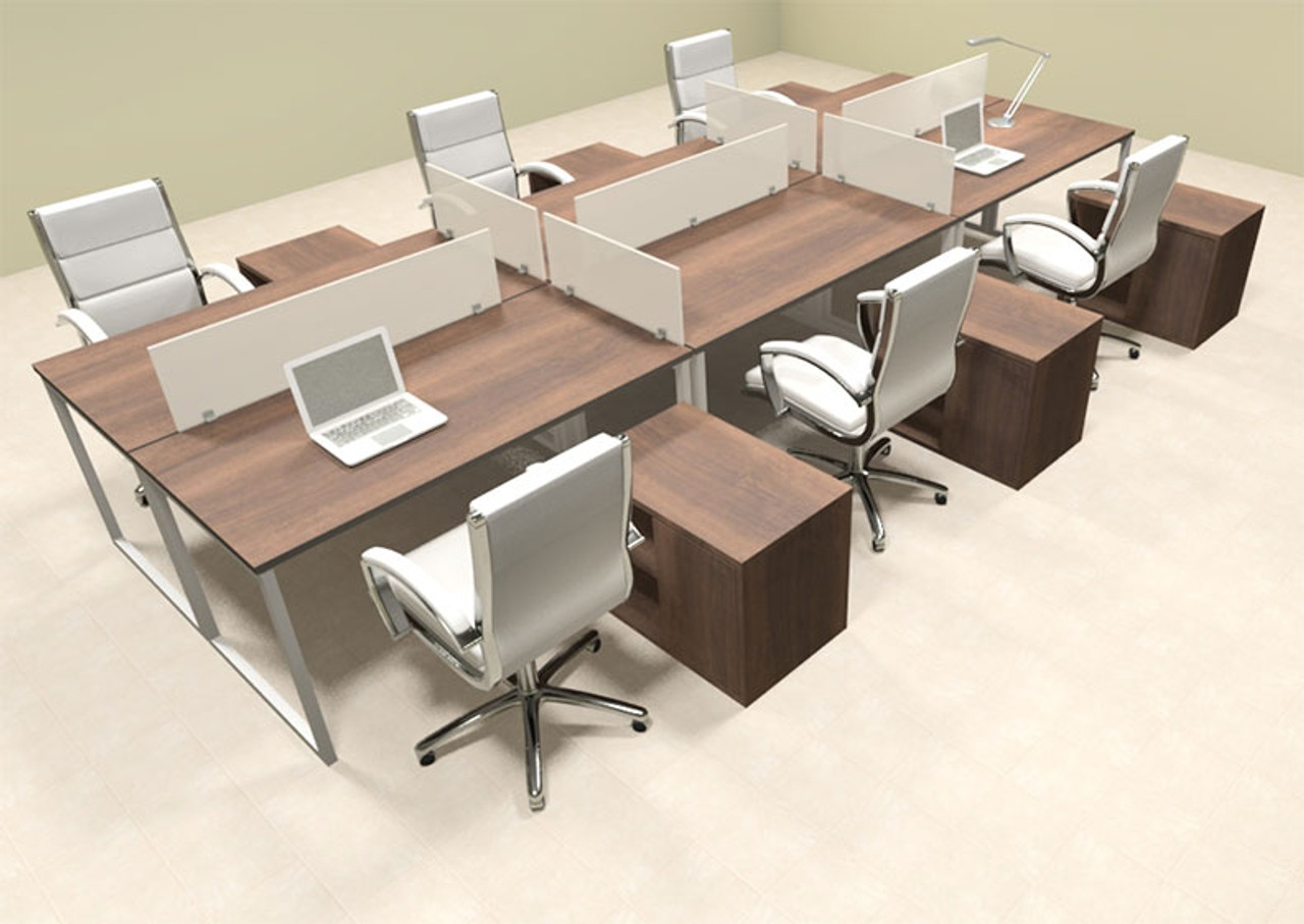 Six Person Modern Acrylic Divider Office Workstation, #AL-OPN-FP51