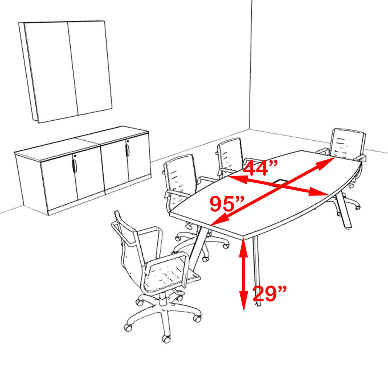 Modern Boat shaped 8' Feet Metal Leg Conference Table, #OF-CON-CV1