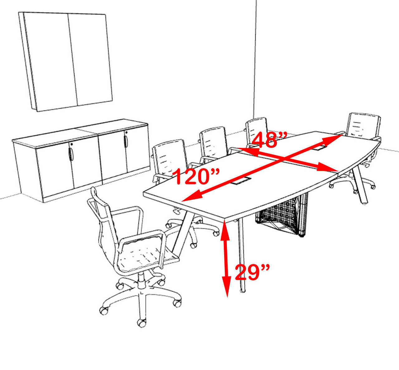 Modern Boat shaped 10' Feet Metal Leg Conference Table, #OF-CON-CV8