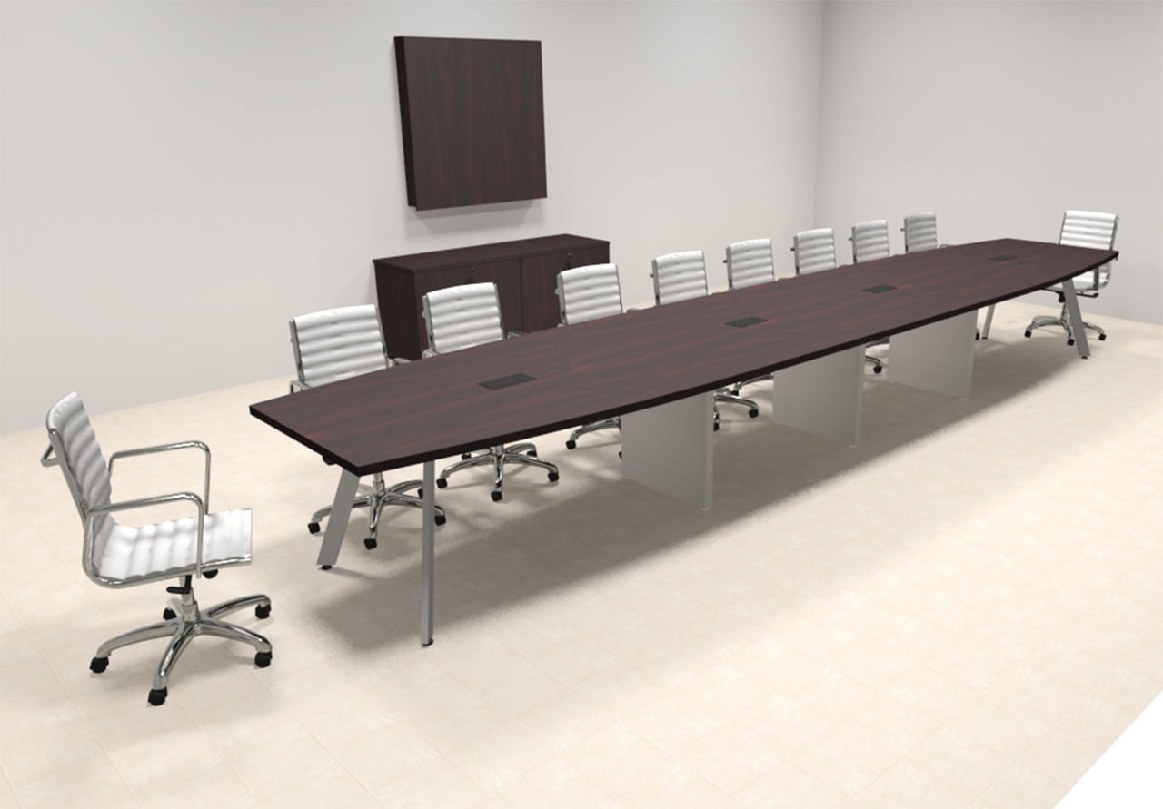 Modern Boat shaped 20' Feet Metal Leg Conference Table, #OF-CON-CV47
