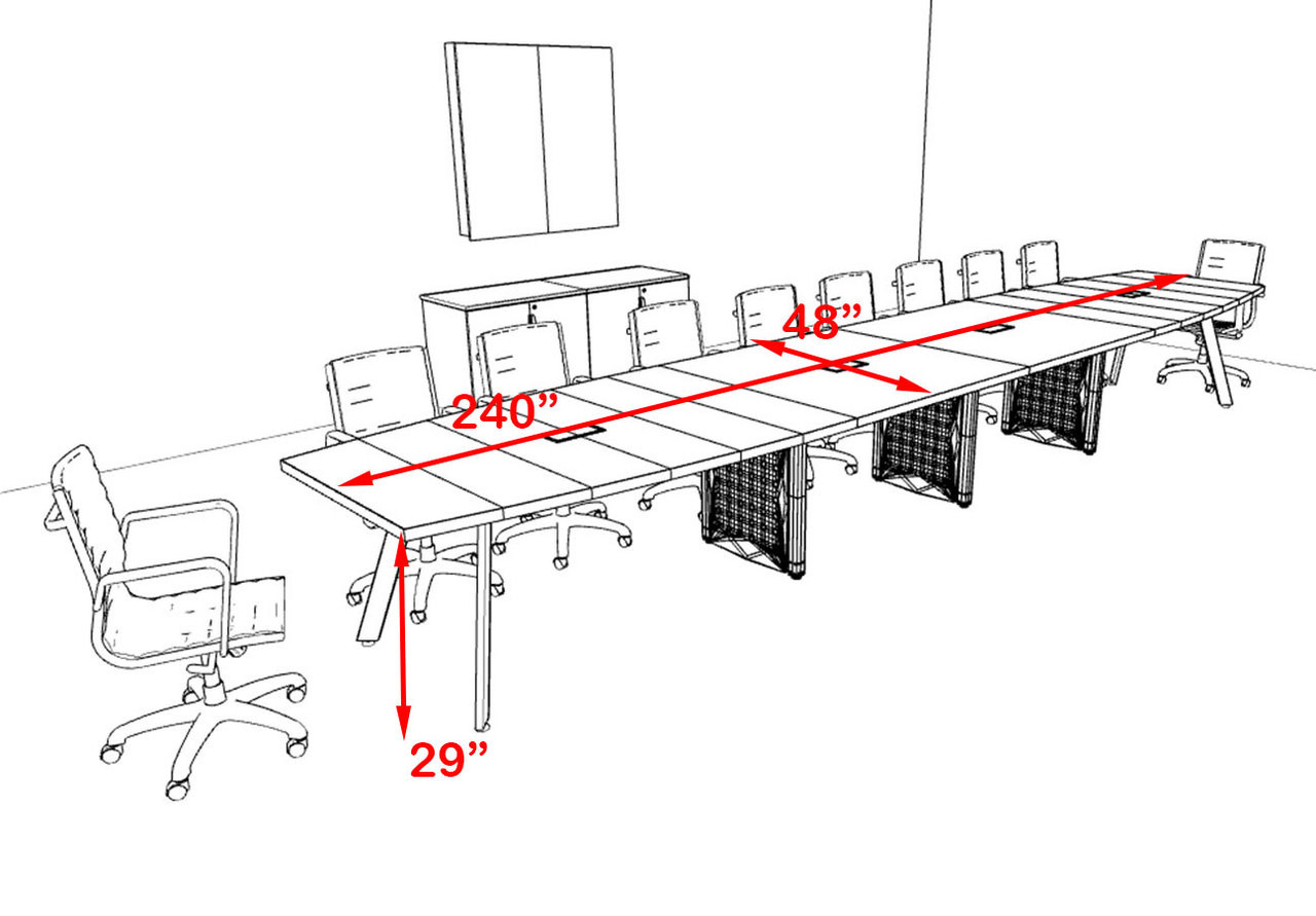 Modern Boat shaped 20' Feet Metal Leg Conference Table, #OF-CON-CV47