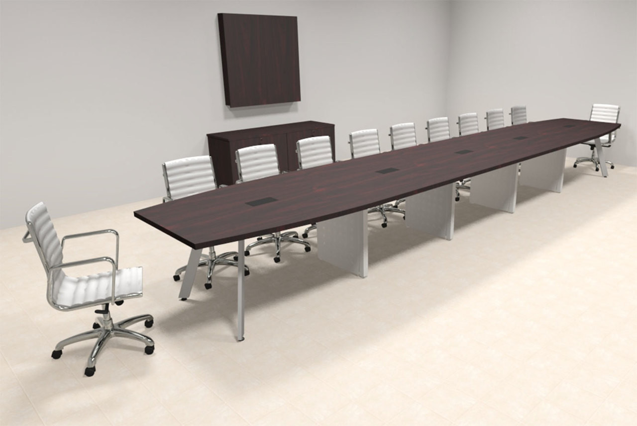 Modern Boat shaped 22' Feet Metal Leg Conference Table, #OF-CON-CV54