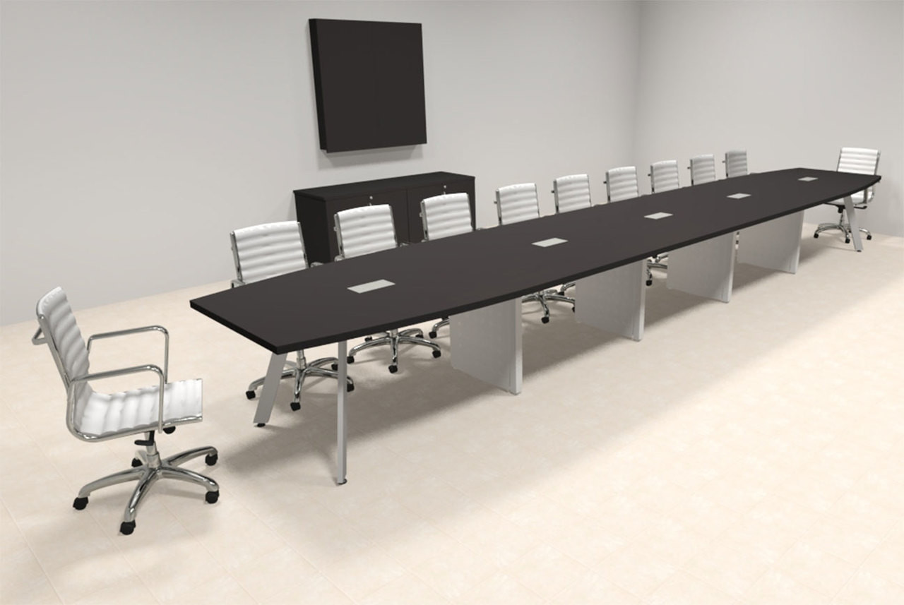 Modern Boat shaped 22' Feet Metal Leg Conference Table, #OF-CON-CV55