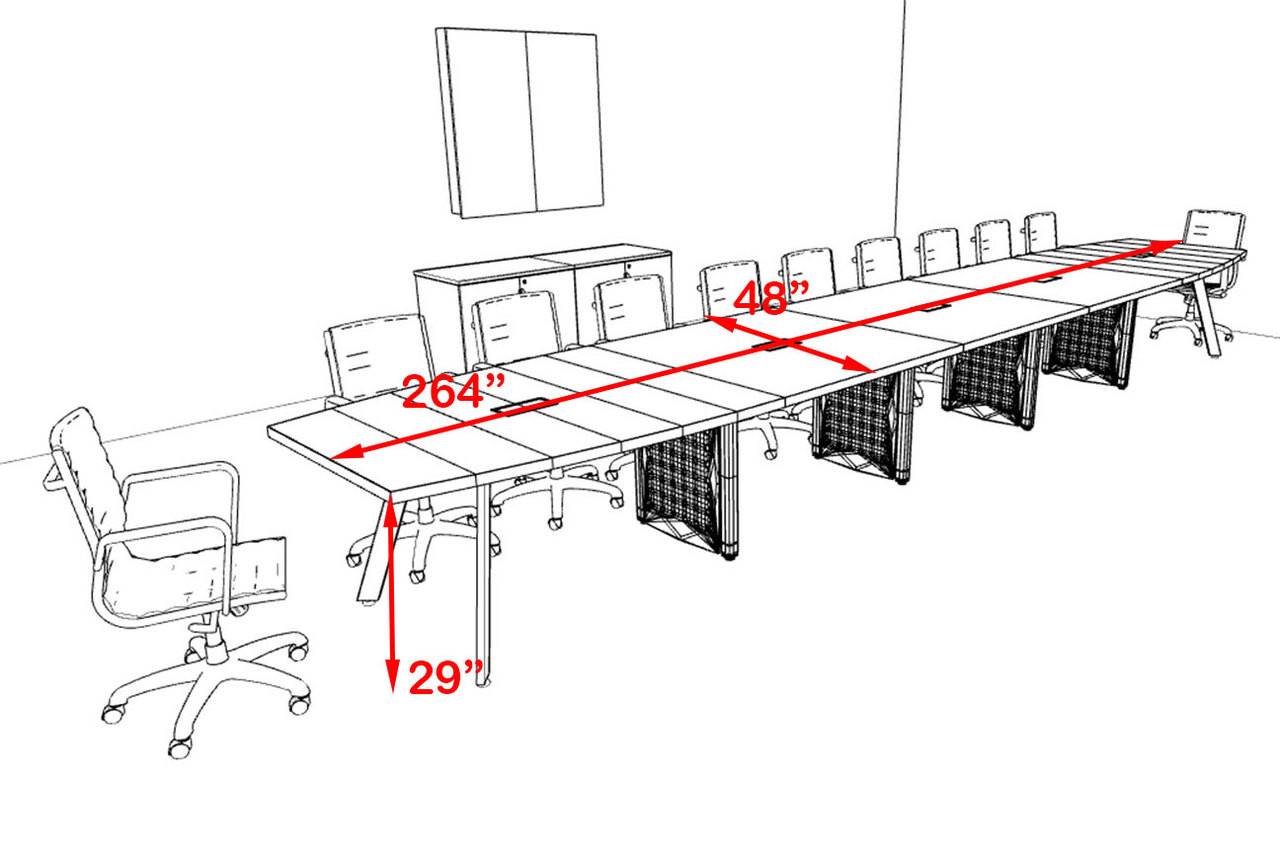 Modern Boat shaped 22' Feet Metal Leg Conference Table, #OF-CON-CV56