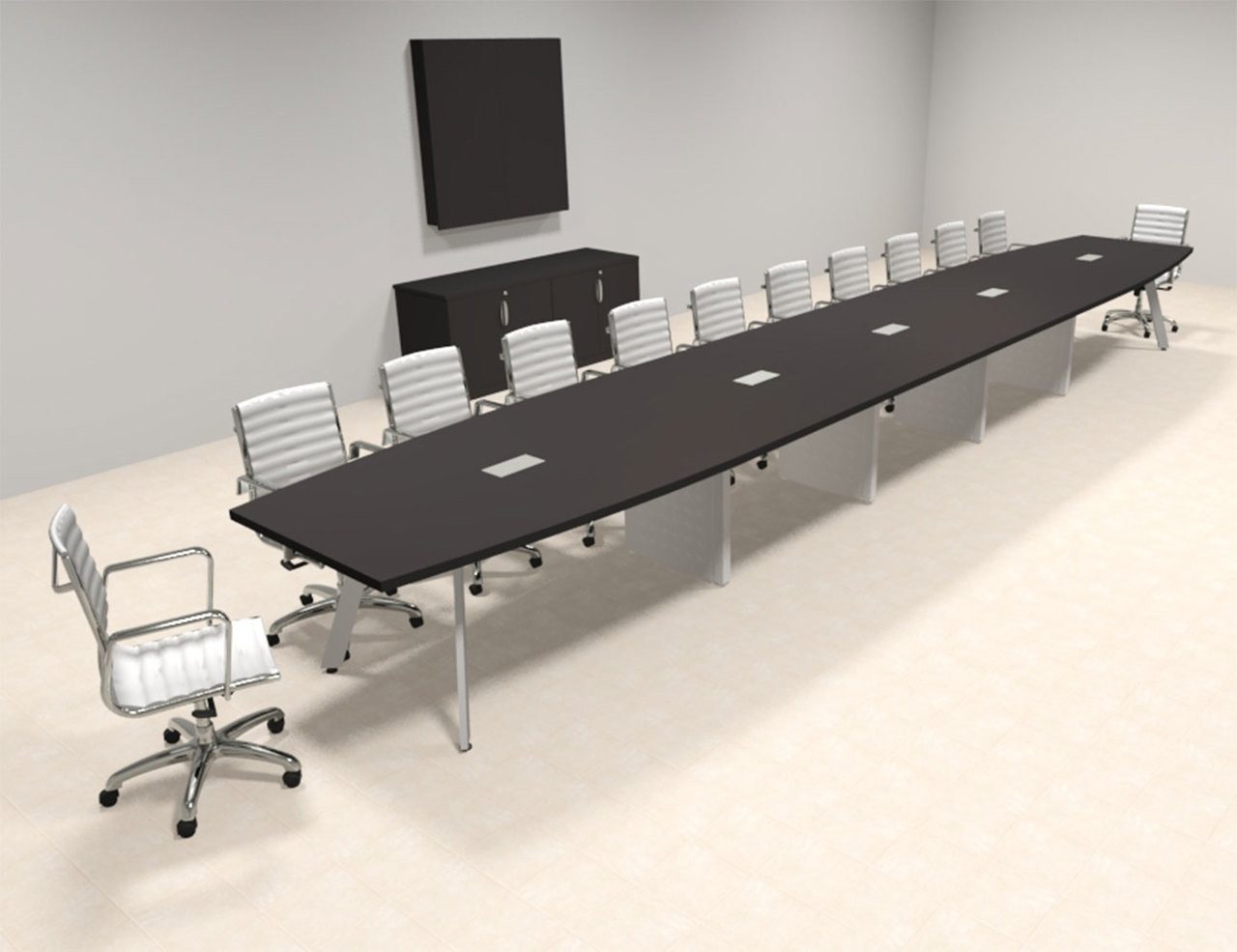Modern Boat shaped 24' Feet Metal Leg Conference Table, #OF-CON-CV62